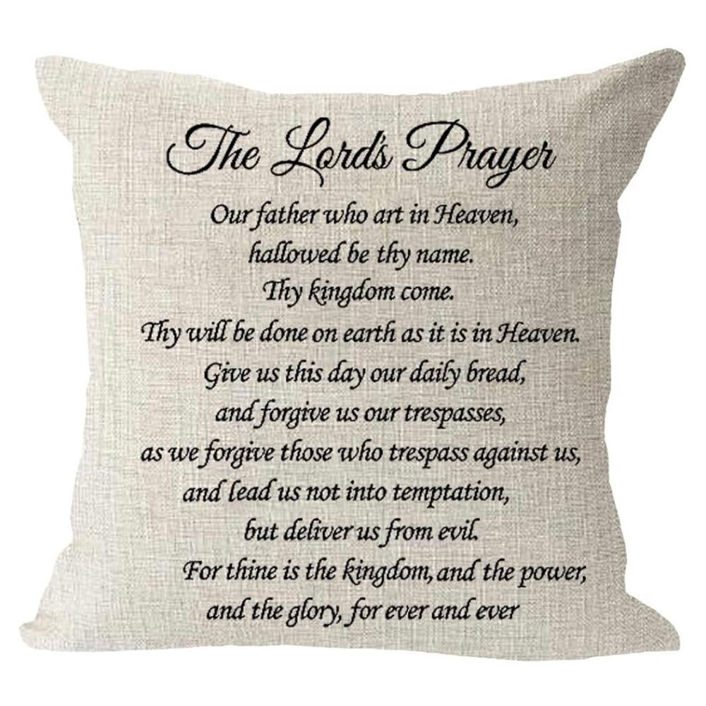 The Lord’s Prayer Pillow Cover 17.5”x17.5” with Zipper Close Pillow not included